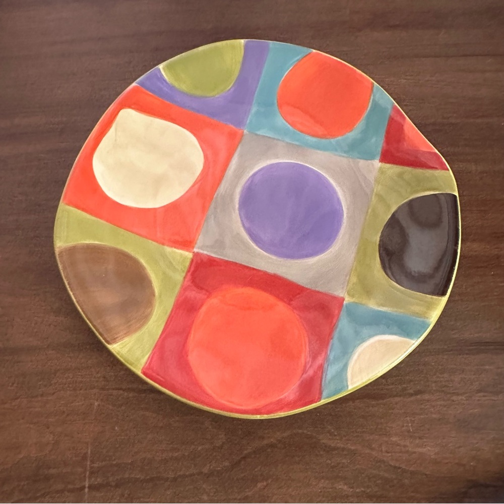 PIER 1 IMPORTS 'Urban Dot'  8⅜" Salad Plate Hand-Painted Multicolor